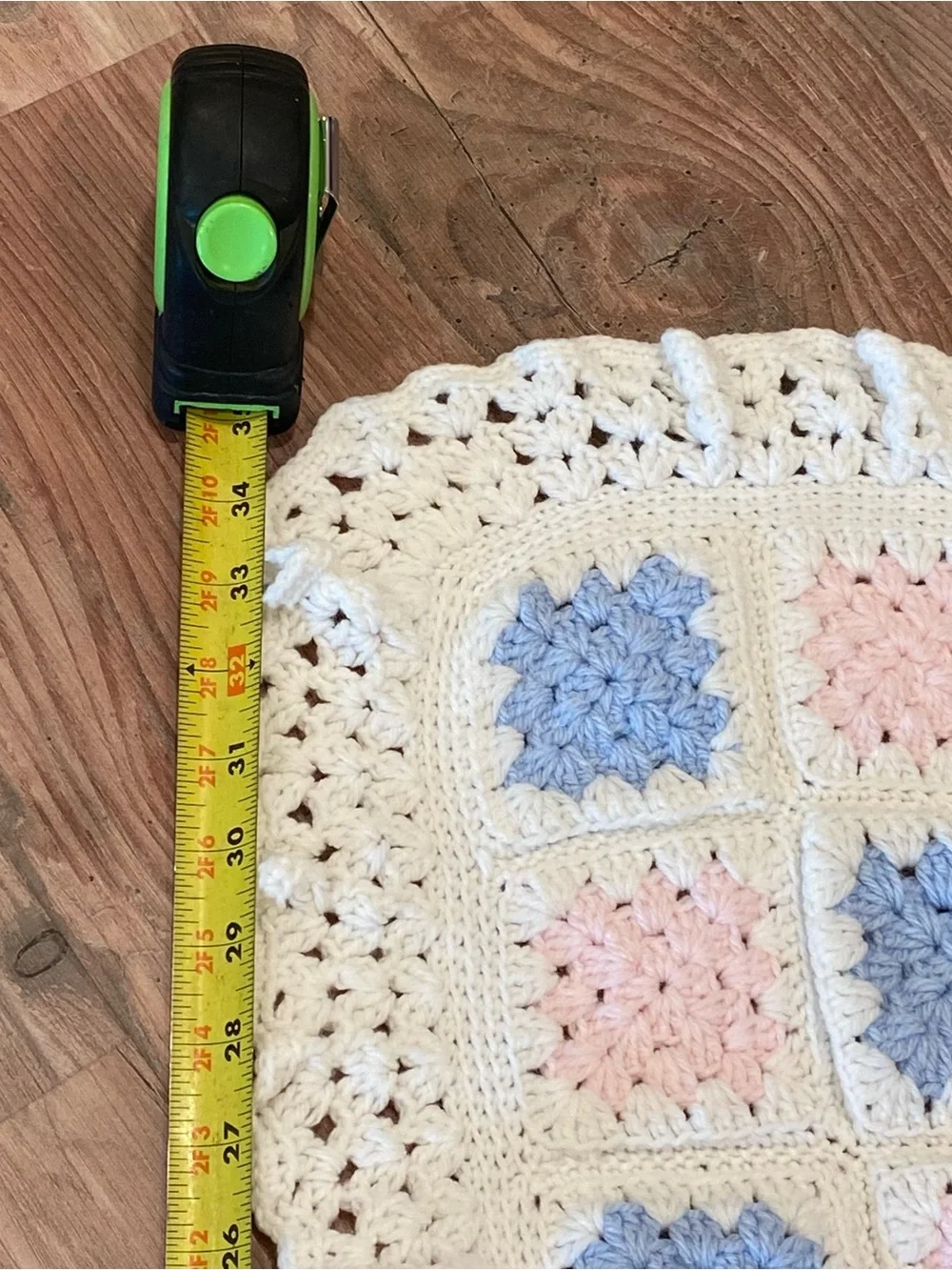 Handmade Crochet Granny Square Baby Blanket in Pastel Colors 34x34 inches